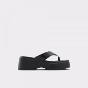 Dámské Sandály Aldo Delphy Thong wedge sandal - Flatform Černé | 61392KEVD