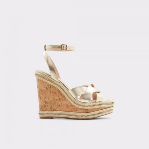 Dámské Sandály Aldo Droyers Wedge sandal - Wedge heel Champagne | 45927EZMS