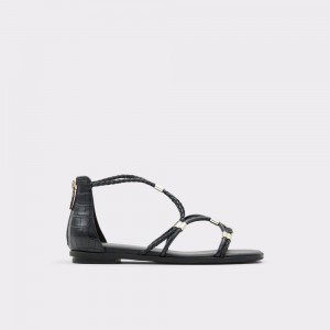 Dámské Sandály Aldo Oceriwenflex Strappy flat sandal Černé | 73845FBLG