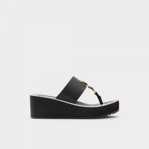 Dámské Sandály Aldo Toea Thong sandal - Wedge heel Černé | 57641RDSK