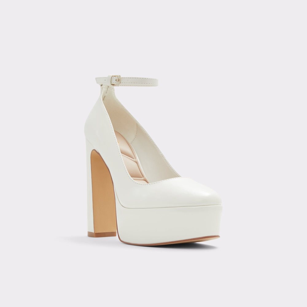 Dámské Blokové Podpatky Aldo Fonda Ankle strap heeled shoe - Flatform Bílé | 62047WTIQ