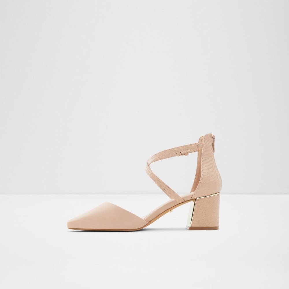 Dámské Blokové Podpatky Aldo Grarwen Ankle strap heeled shoe Béžový | 82306JYIR