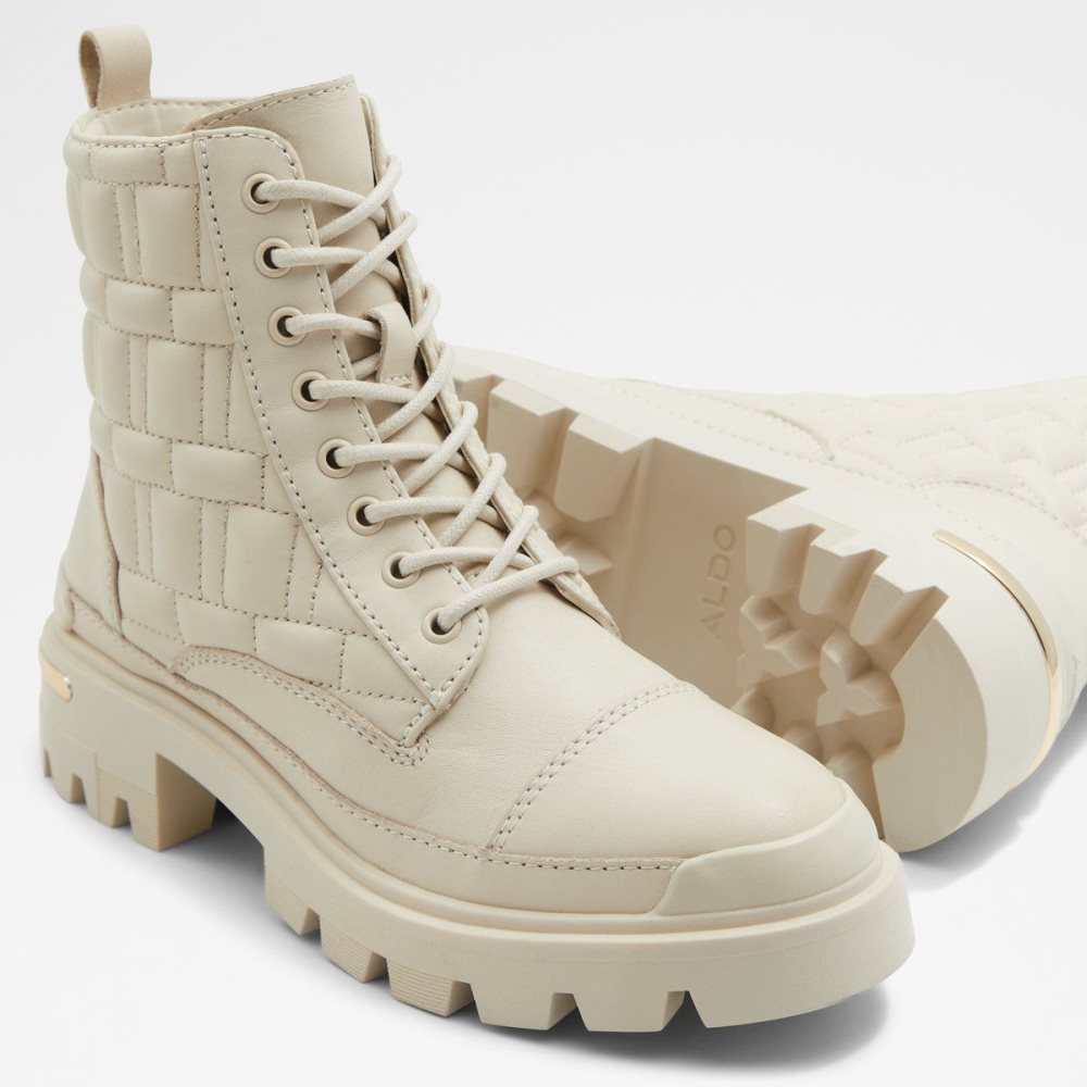 Dámské Bojové boty Aldo Quilt Combat boots - Lug sole Bílé | 86049MTOV