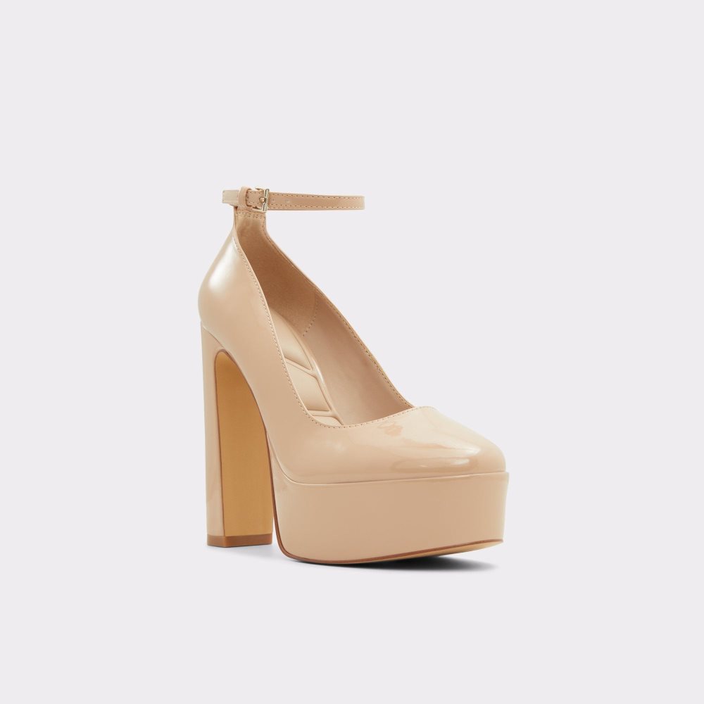 Dámské Boty Na Platformy Aldo Fonda Ankle strap heeled shoe - Plateforme Béžový | 28407NEYQ