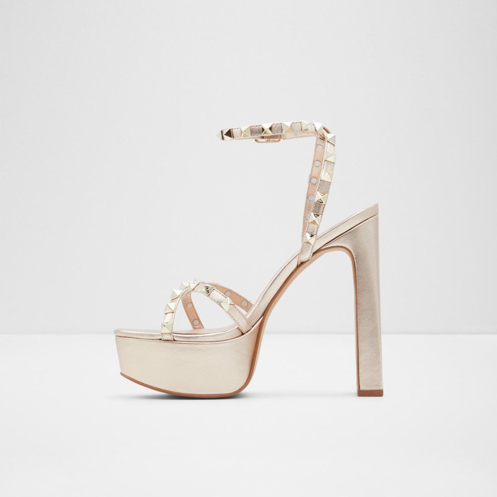 Dámské Boty Na Platformy Aldo Geegully Ankle strap heeled sandal - Plateforme Zlaté | 74520DWNU