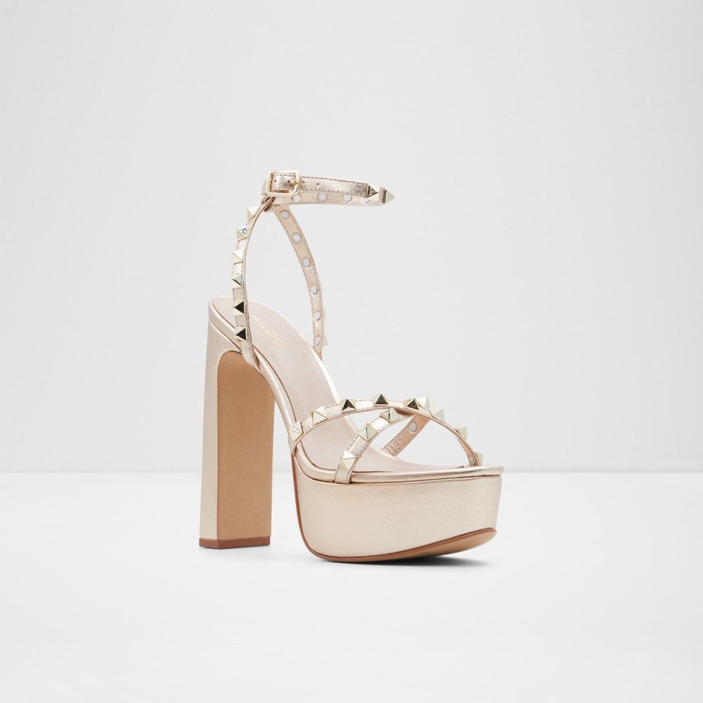 Dámské Boty Na Platformy Aldo Geegully Ankle strap heeled sandal - Plateforme Zlaté | 74520DWNU