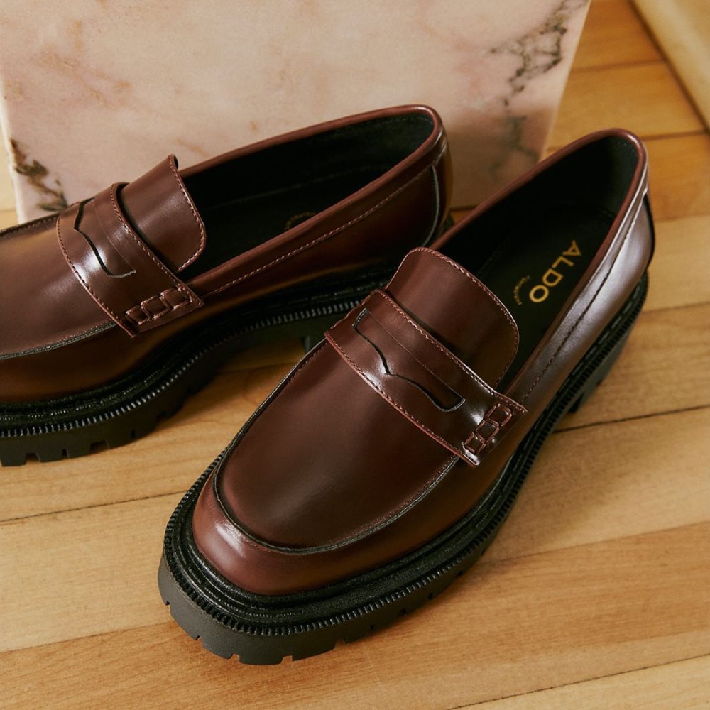 Dámské Loafers Aldo Bigstrut Loafer - Lug sole Tmavě Hnědé | 61045XDUO