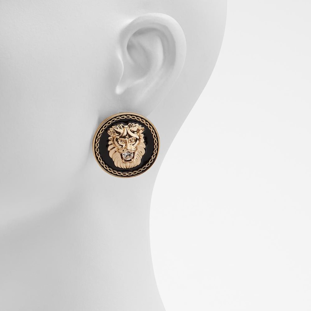 Dámské Náušnice Aldo Wigolla Button earrings Černé Zlaté | 30572LNKX