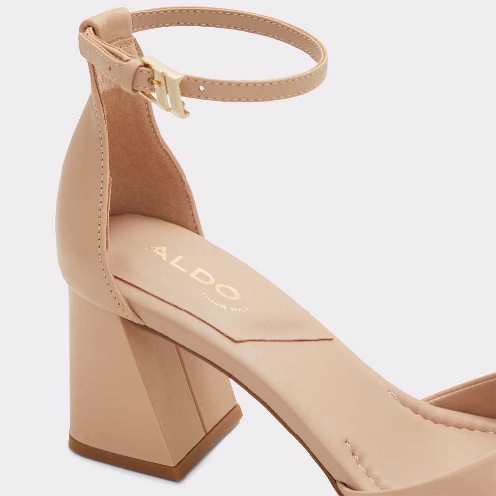 Dámské Podpatky Aldo Safdie Ankle strap heeled sandal Béžový | 40169VRNQ