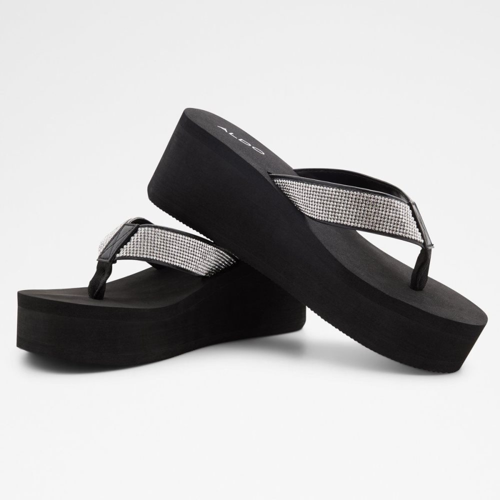 Dámské Sandály Aldo Chima Flip flops Černé Stříbrné | 82917FDXI