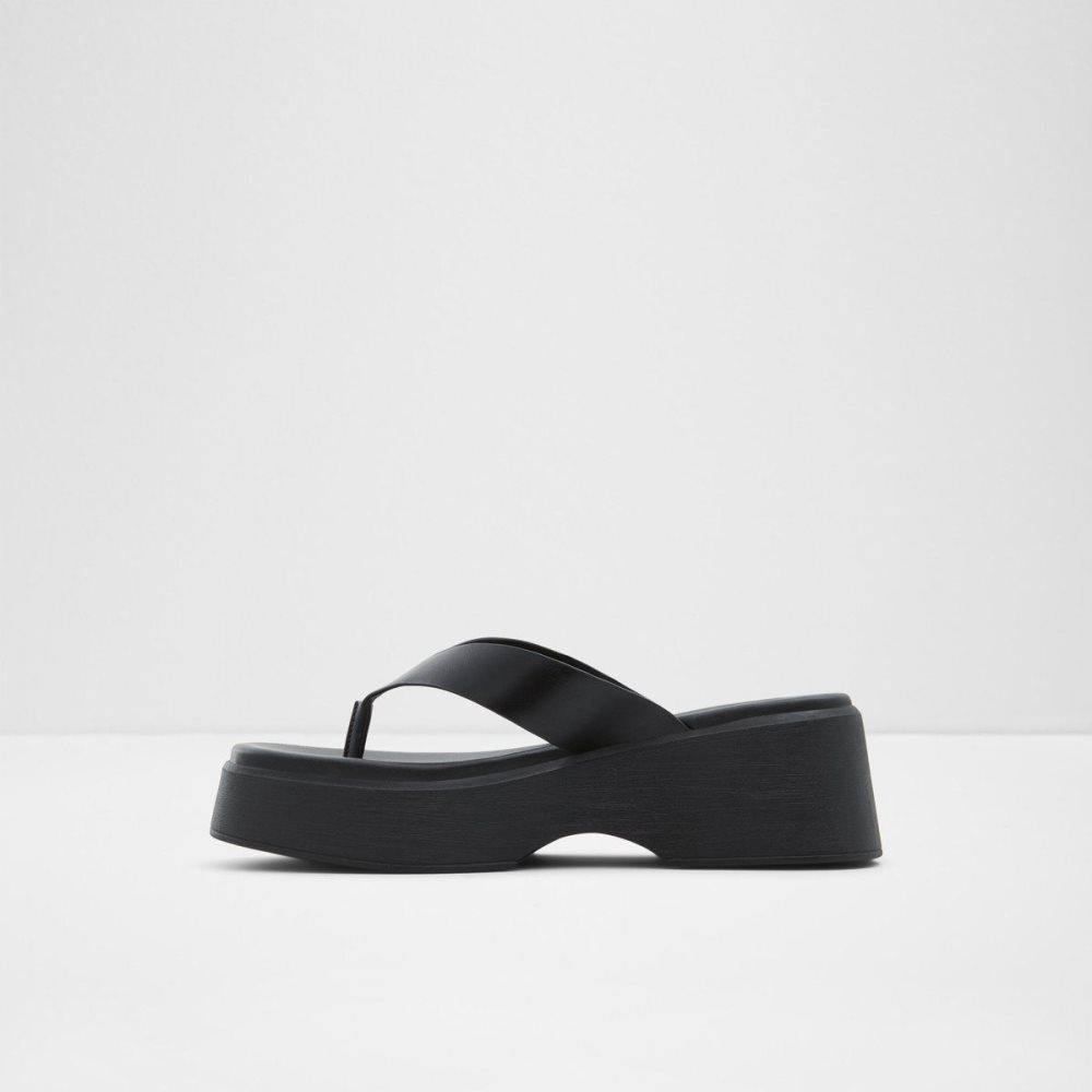 Dámské Sandály Aldo Delphy Thong wedge sandal - Flatform Černé | 61392KEVD