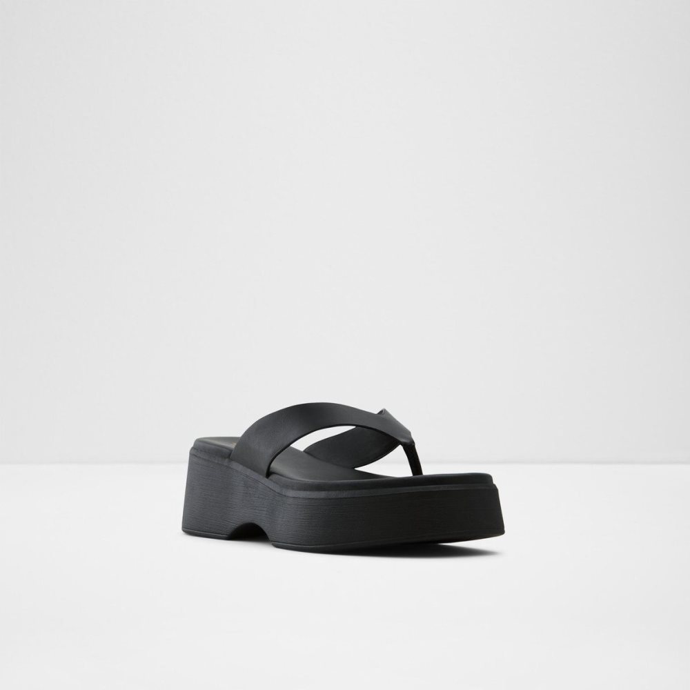 Dámské Sandály Aldo Delphy Thong wedge sandal - Flatform Černé | 61392KEVD