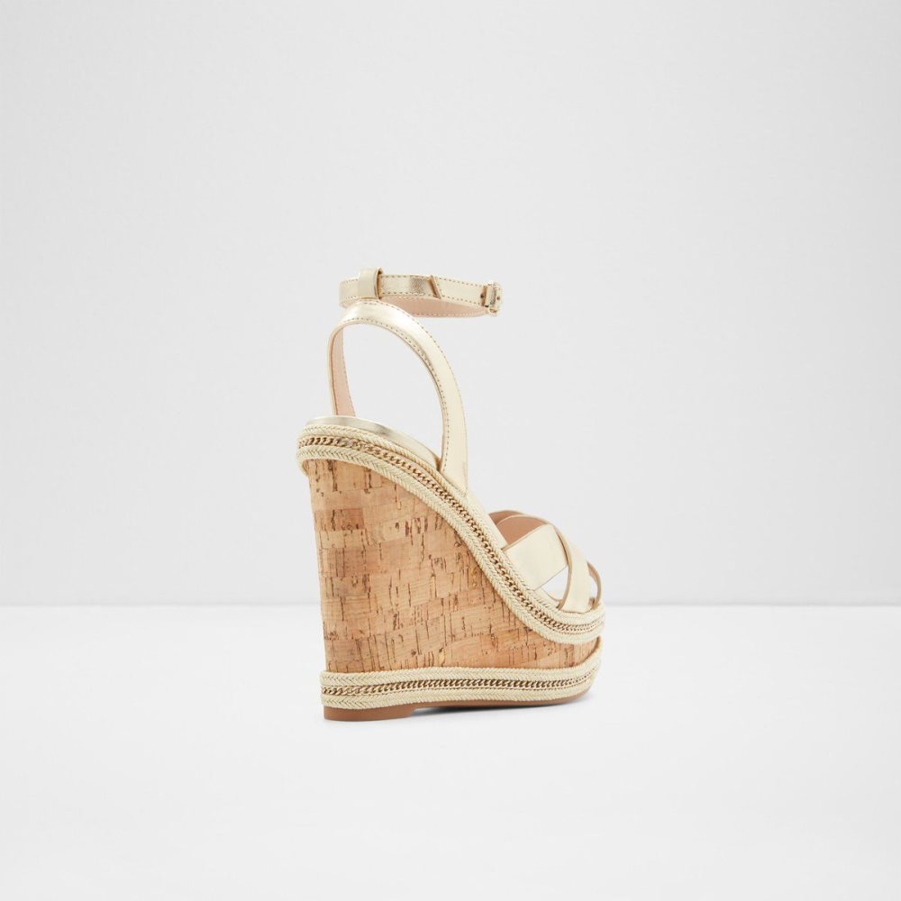 Dámské Sandály Aldo Droyers Wedge sandal - Wedge heel Champagne | 45927EZMS