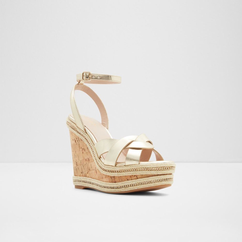 Dámské Sandály Aldo Droyers Wedge sandal - Wedge heel Champagne | 45927EZMS