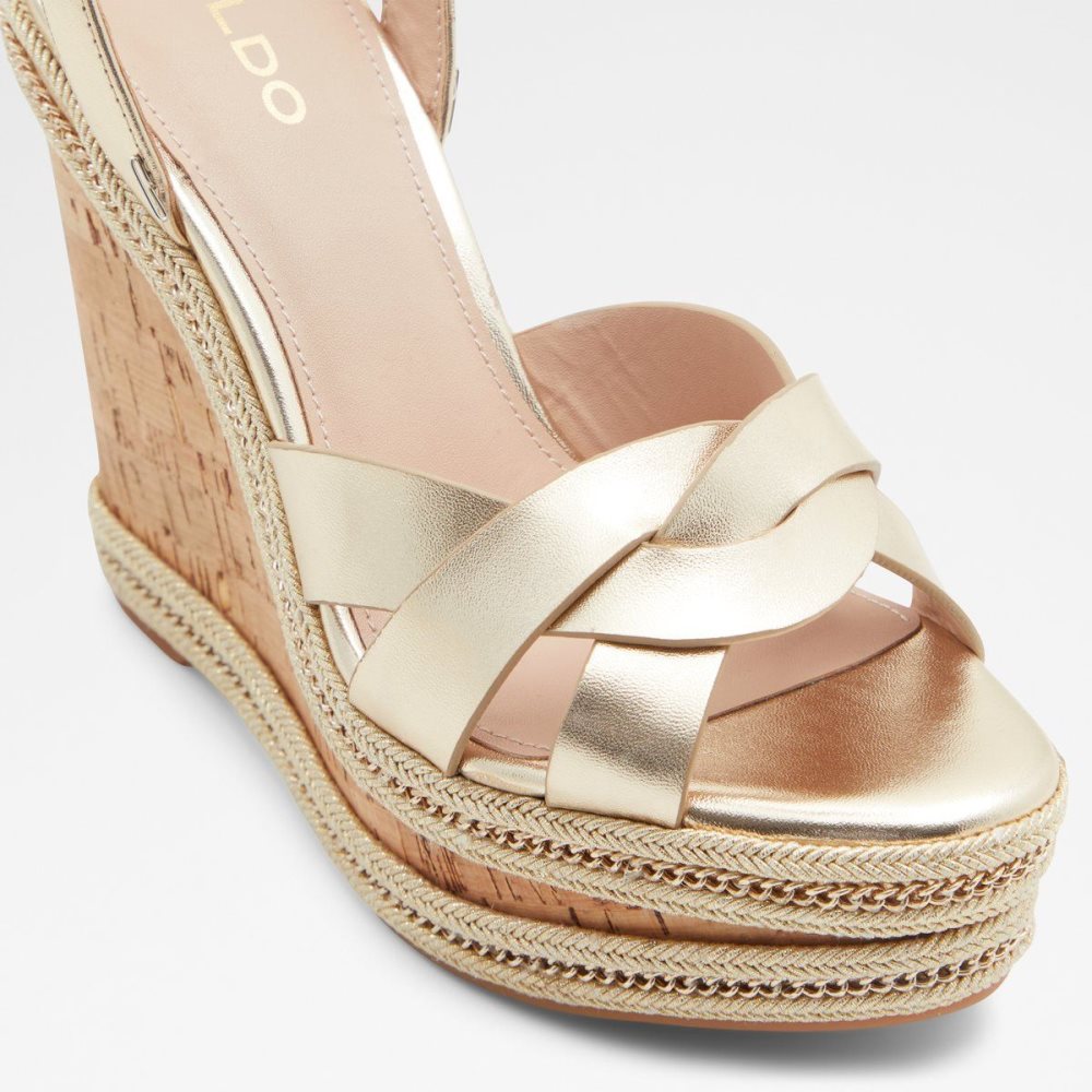 Dámské Sandály Aldo Droyers Wedge sandal - Wedge heel Champagne | 45927EZMS