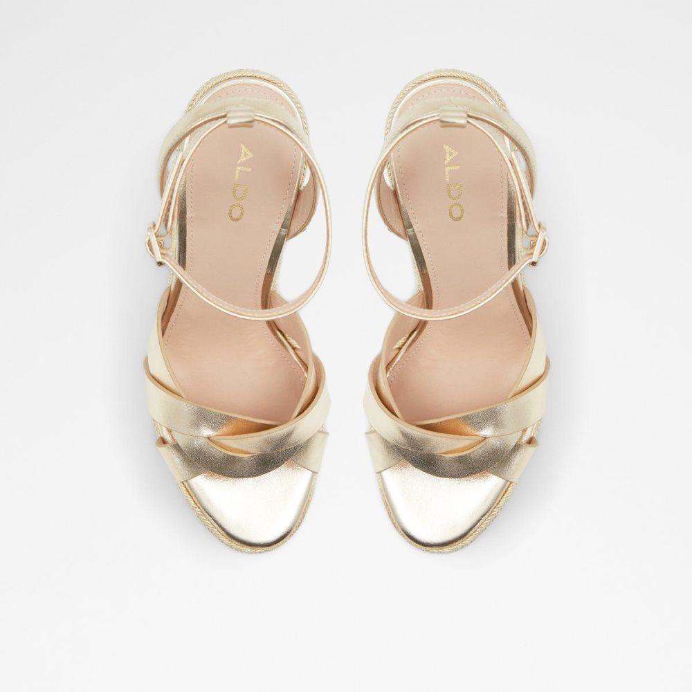 Dámské Sandály Aldo Droyers Wedge sandal - Wedge heel Champagne | 45927EZMS