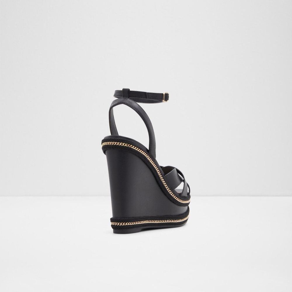 Dámské Sandály Aldo Droyers Wedge sandal - Wedge heel Černé | 32975GOQM