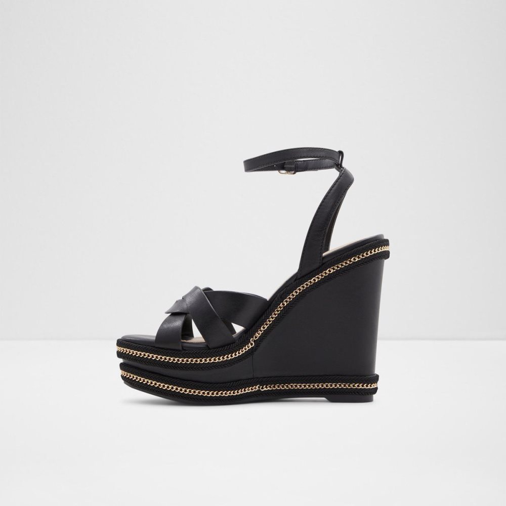 Dámské Sandály Aldo Droyers Wedge sandal - Wedge heel Černé | 32975GOQM