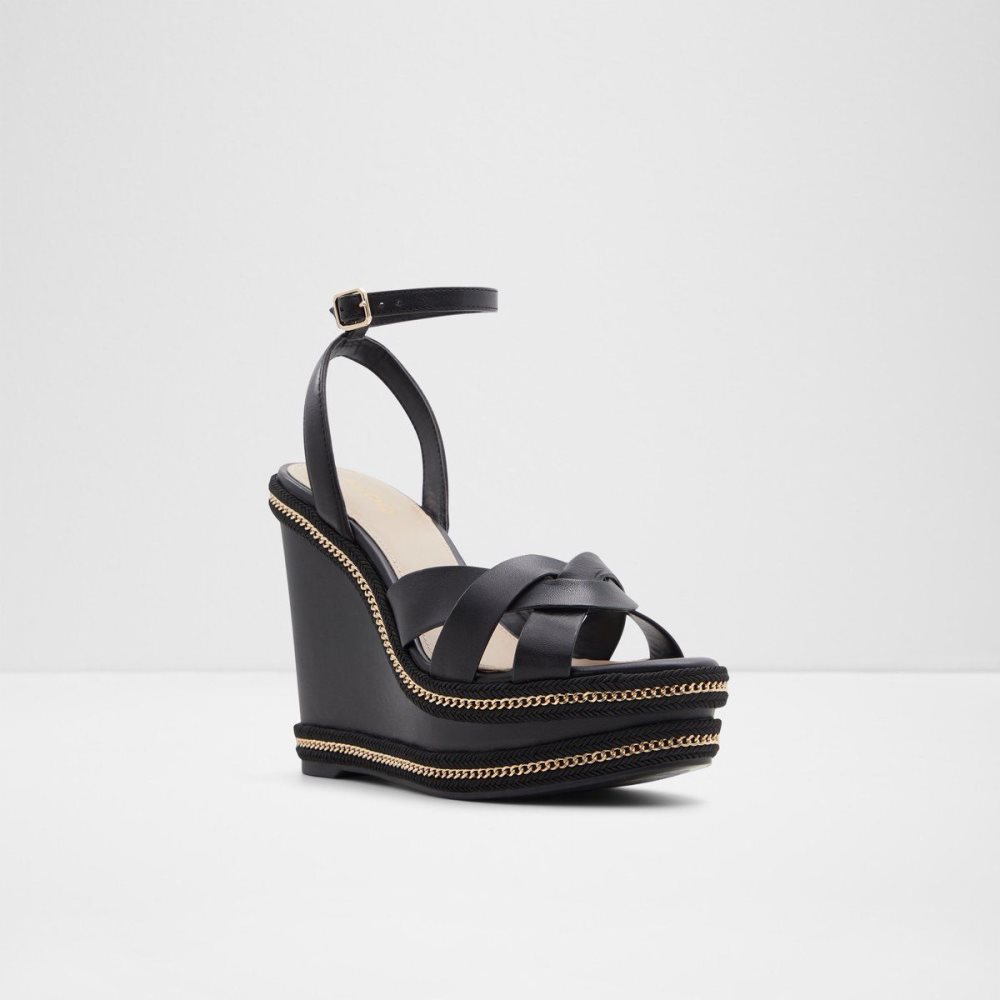 Dámské Sandály Aldo Droyers Wedge sandal - Wedge heel Černé | 32975GOQM