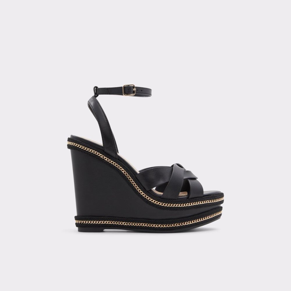 Dámské Sandály Aldo Droyers Wedge sandal - Wedge heel Černé | 32975GOQM