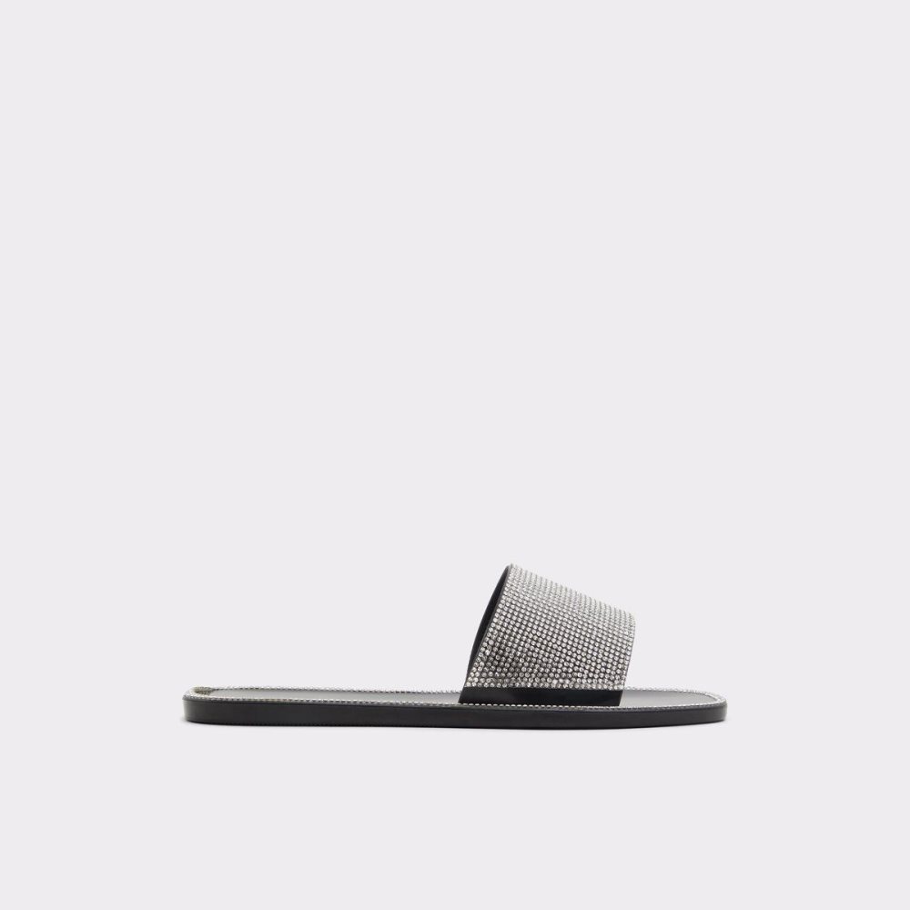 Dámské Sandály Aldo Gwohasean Flat sandal Černé Stříbrné | 61043HDJK