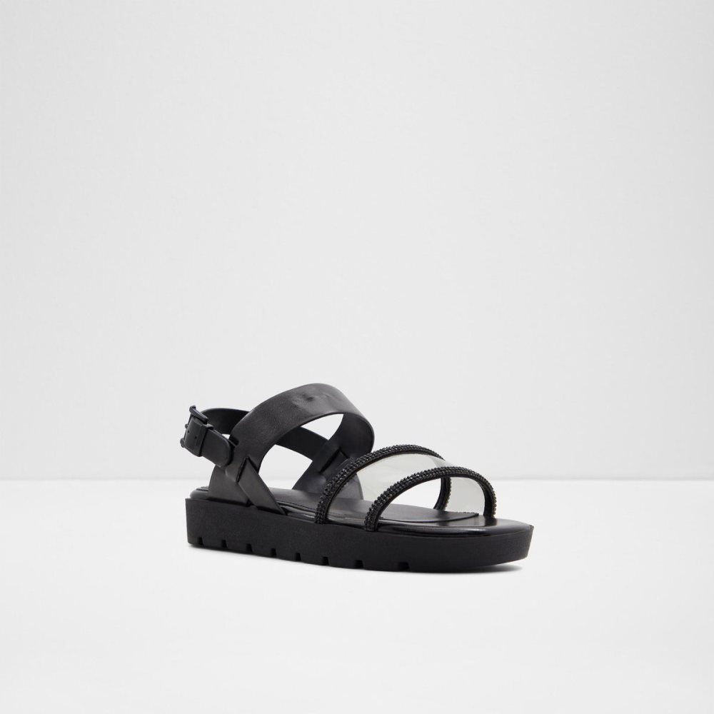 Dámské Sandály Aldo Hailey Flat sandal - Lug sole Černé | 47586QIJE