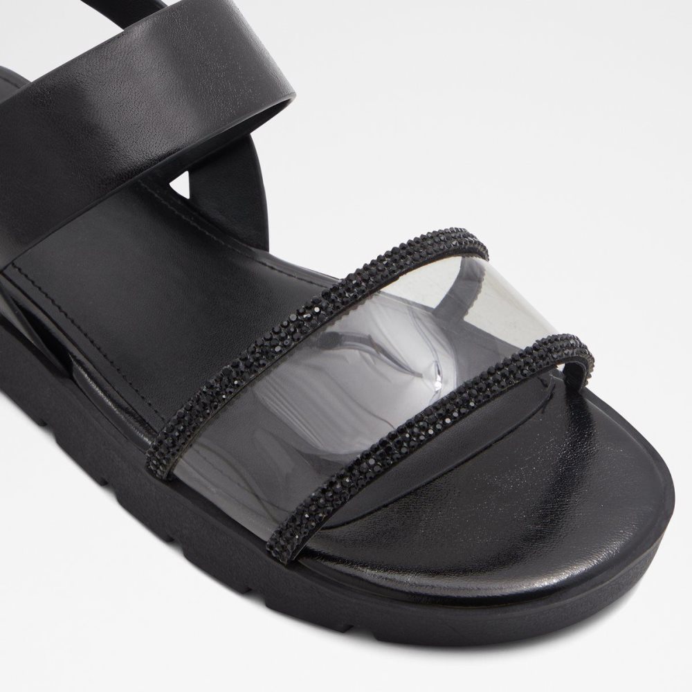 Dámské Sandály Aldo Hailey Flat sandal - Lug sole Černé | 47586QIJE