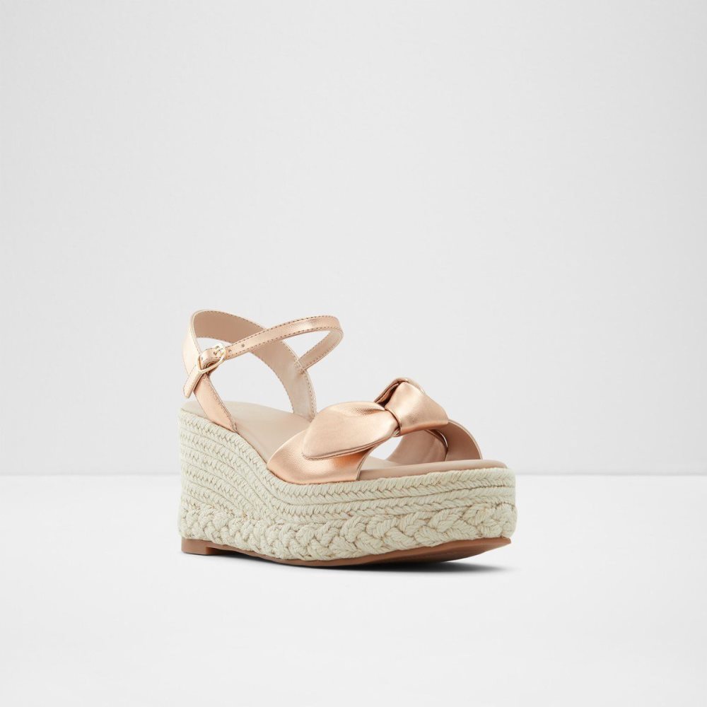 Dámské Sandály Aldo Macrama Wedge sandal - Wedge heel Růžové Zlaté | 13749JQNC