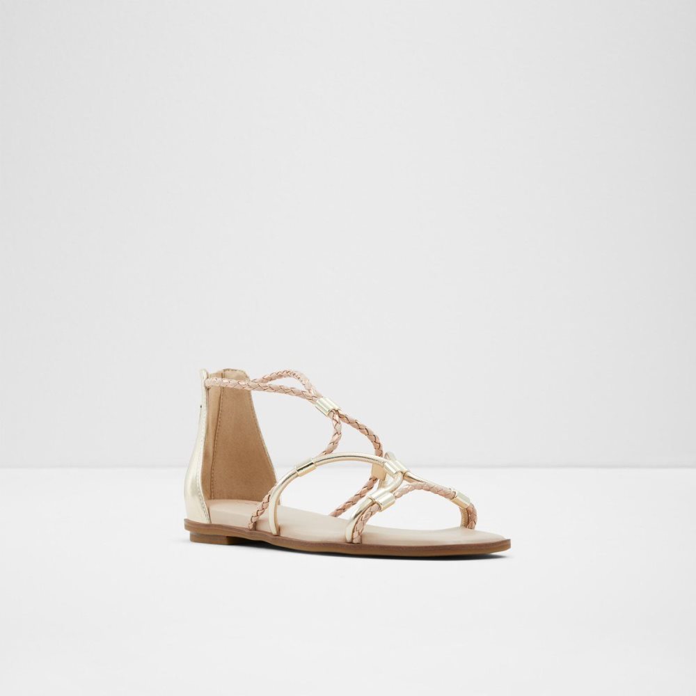 Dámské Sandály Aldo Oceriwenflex Strappy flat sandal Metal | 04753LRXT