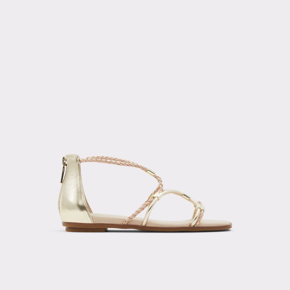 Dámské Sandály Aldo Oceriwenflex Strappy flat sandal Metal | 04753LRXT