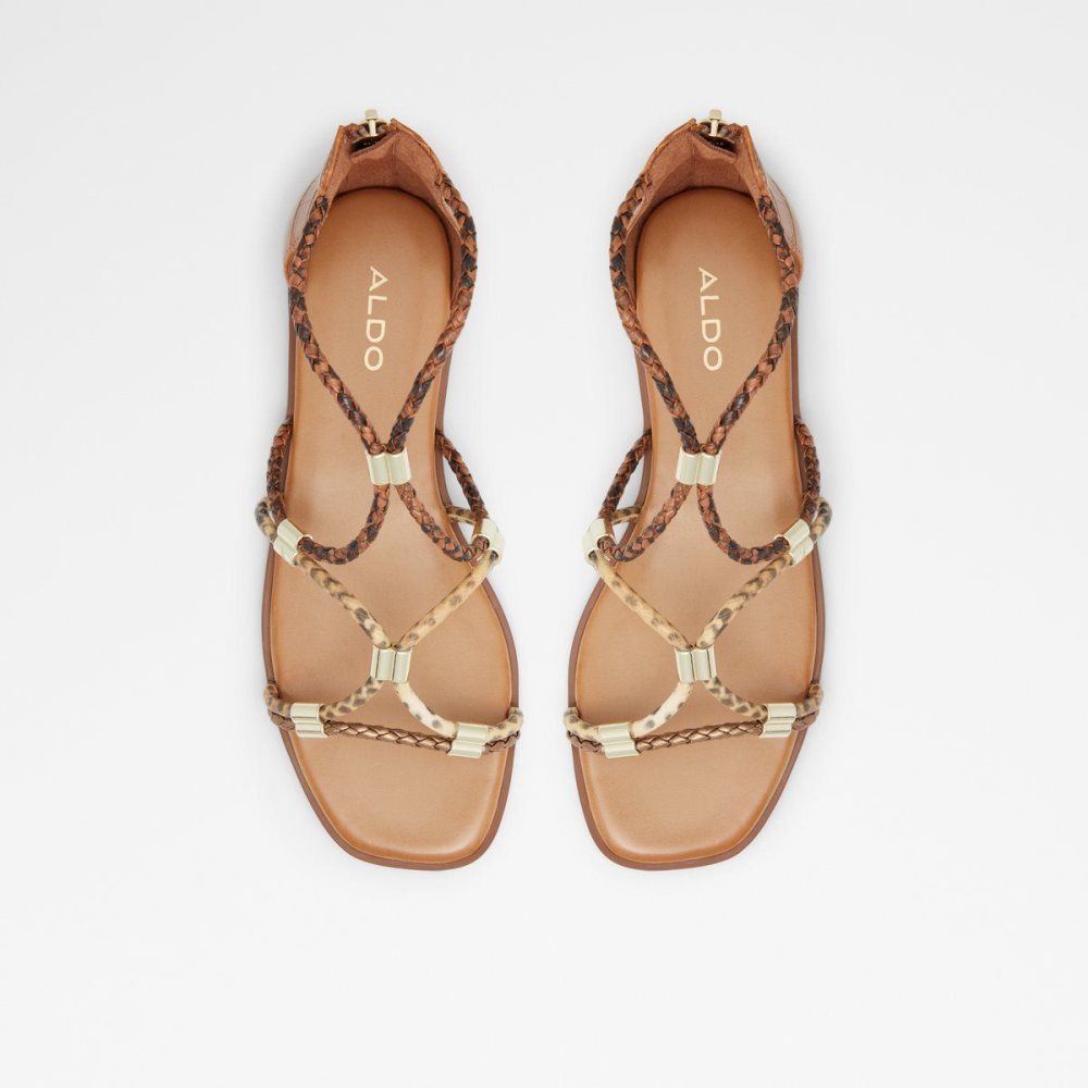 Dámské Sandály Aldo Oceriwenflex Strappy flat sandal Hnědé | 24370YTOU