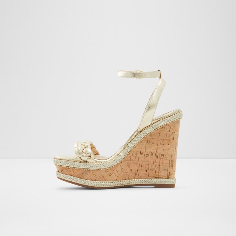 Dámské Sandály Aldo Saluth Wedge sandal - Wedge heel Champagne | 76409AJWU