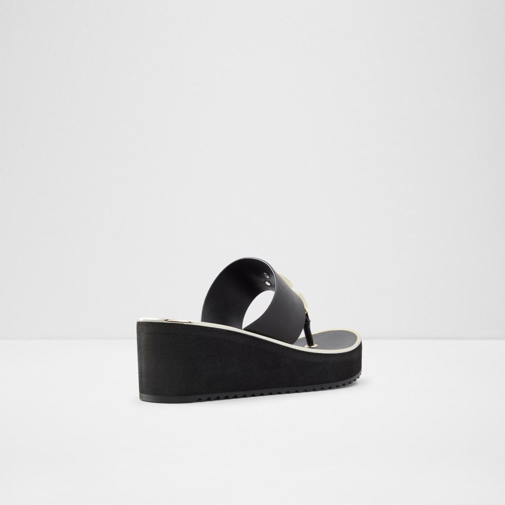 Dámské Sandály Aldo Toea Thong sandal - Wedge heel Černé | 57641RDSK