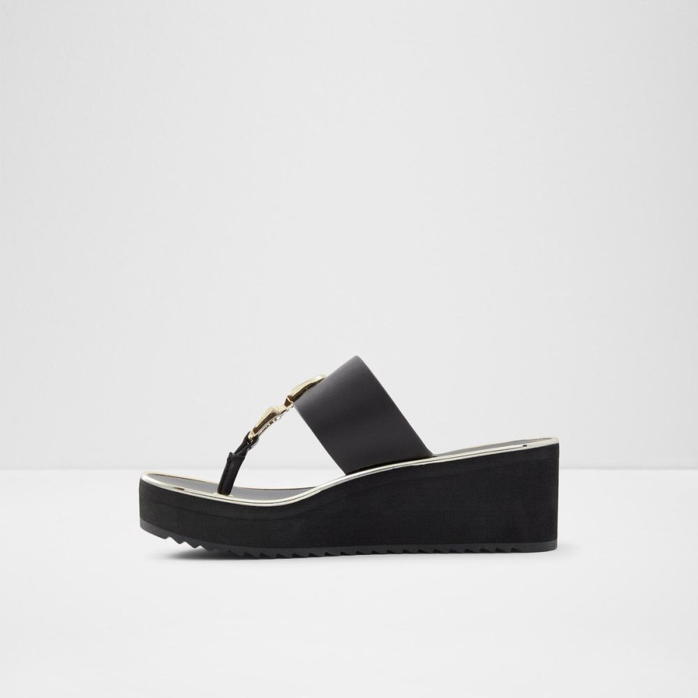 Dámské Sandály Aldo Toea Thong sandal - Wedge heel Černé | 57641RDSK