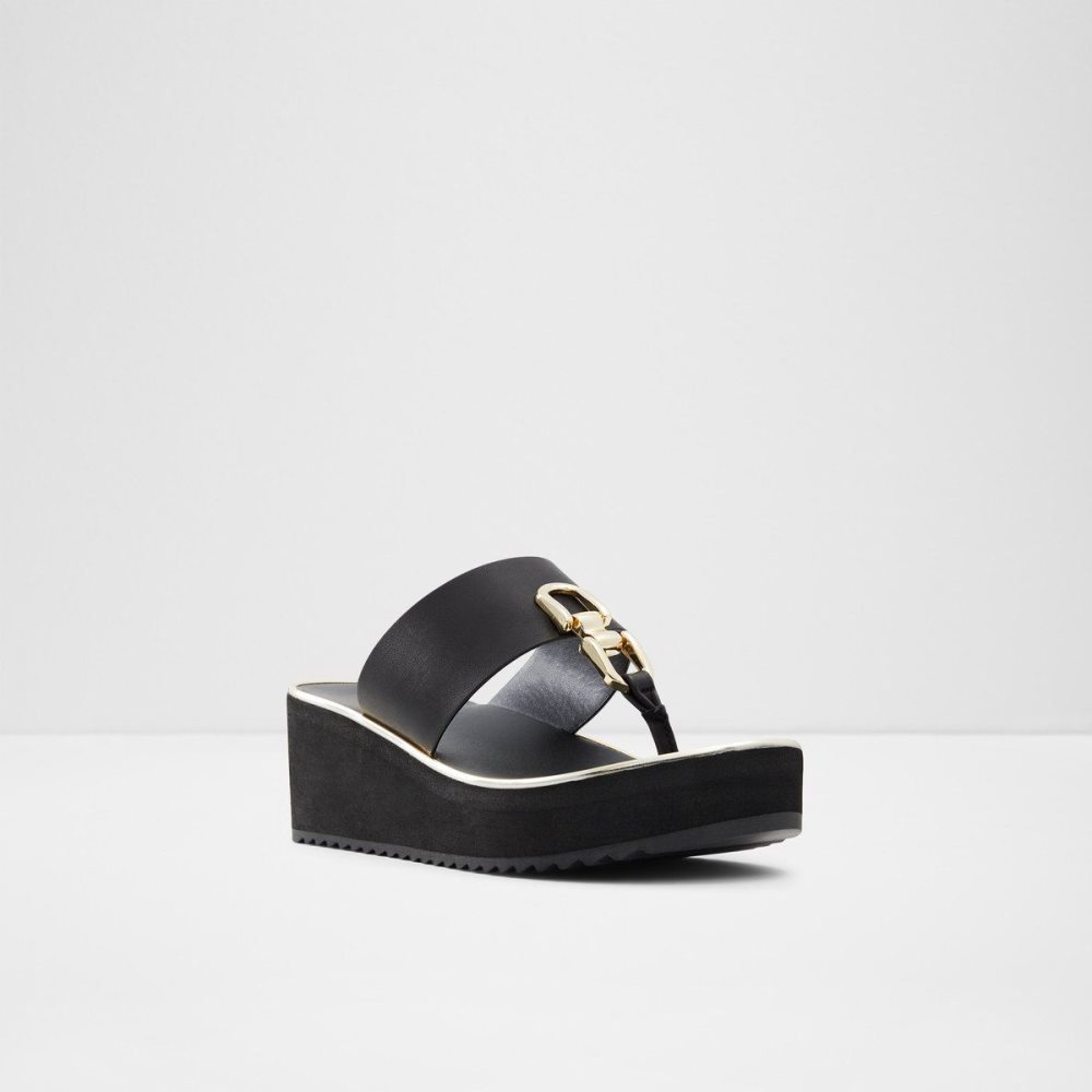 Dámské Sandály Aldo Toea Thong sandal - Wedge heel Černé | 57641RDSK