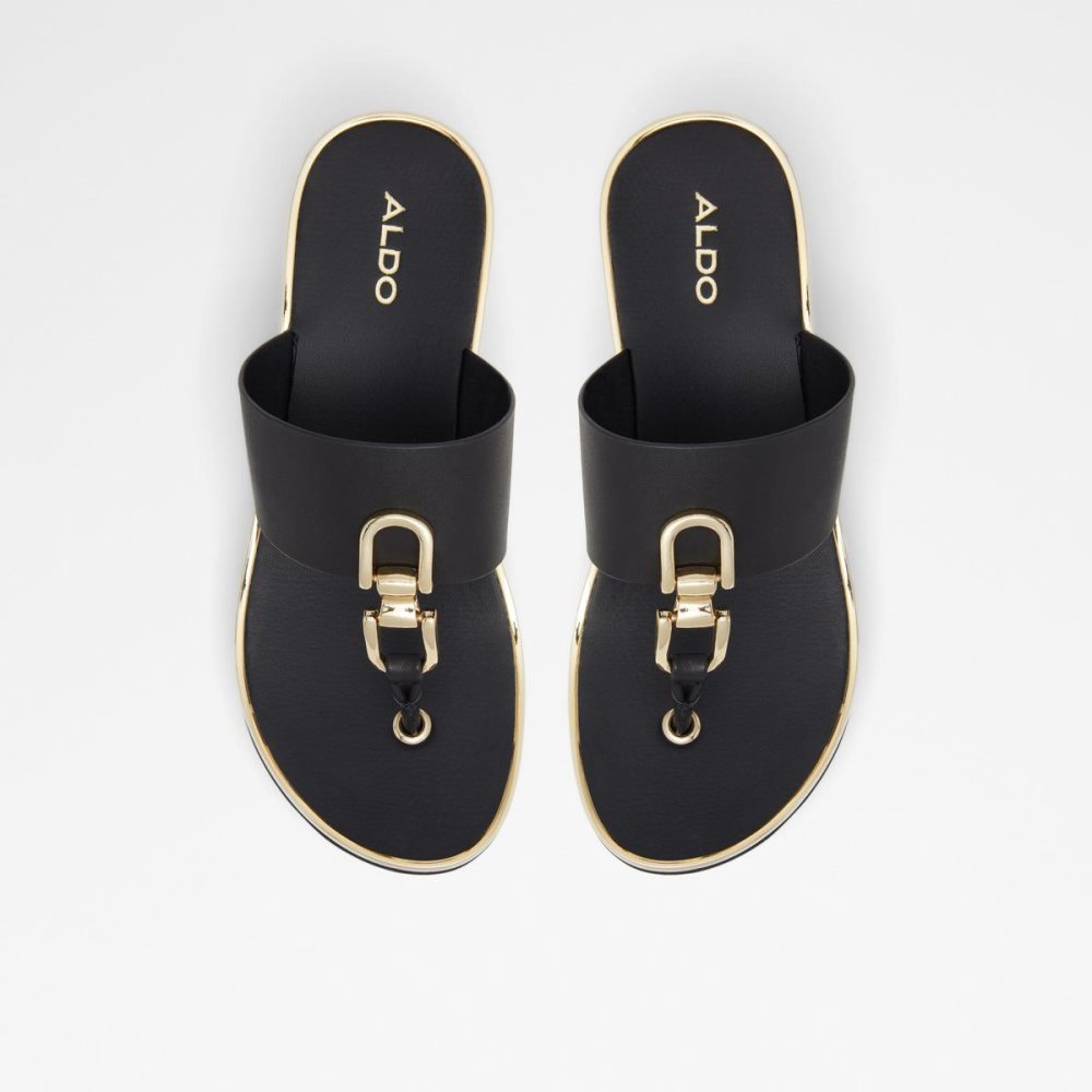 Dámské Sandály Aldo Toea Thong sandal - Wedge heel Černé | 57641RDSK