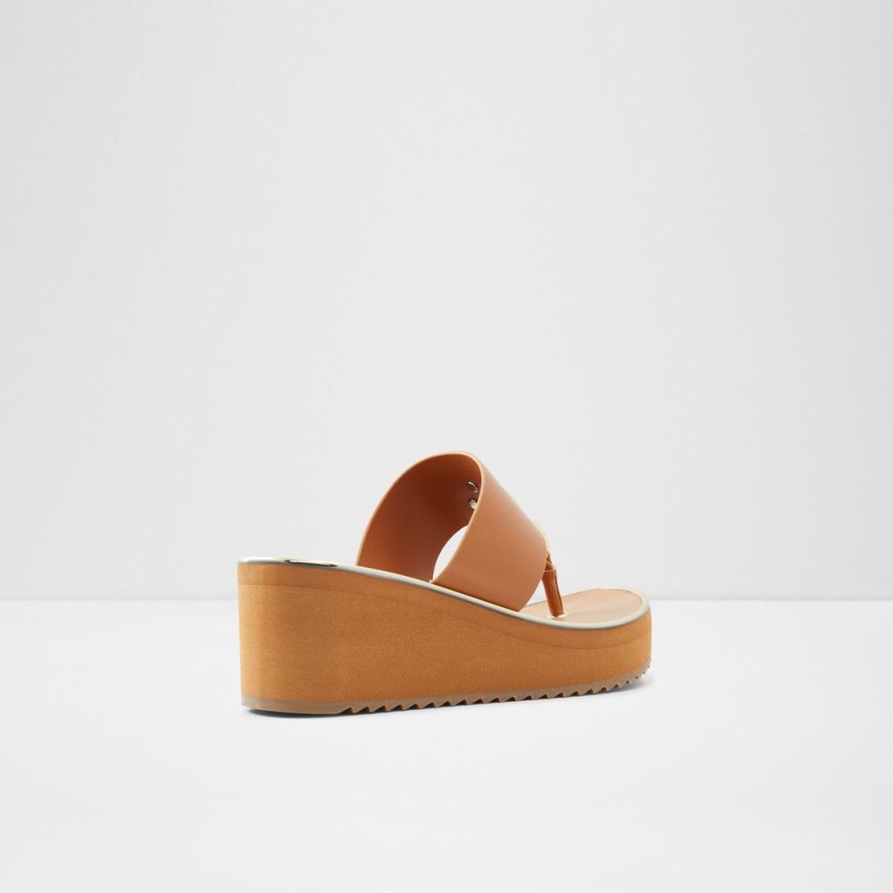 Dámské Sandály Aldo Toea Thong sandal - Wedge heel Hnědé | 79285SGJY