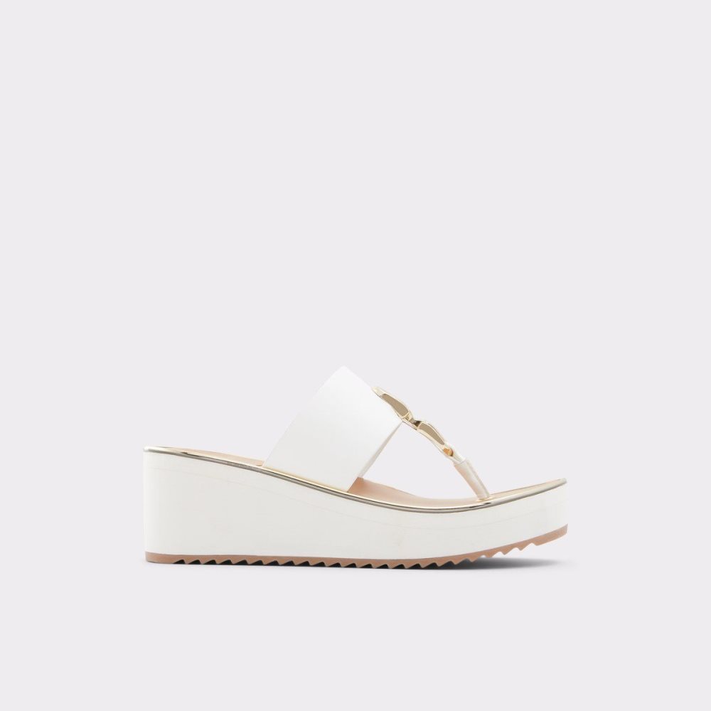 Dámské Sandály Aldo Toea Thong sandal - Wedge heel Bílé | 18546CPFH