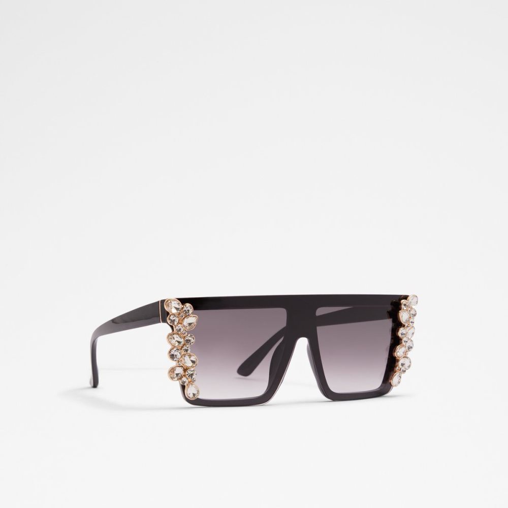 Dámské Sluneční Brýle Aldo Rivervista Shield sunglasses Černé Zlaté | 32689OLSF